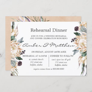 Tropical Boho White Protea Probe Dinner Invita Einladung