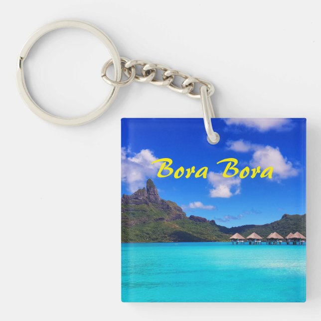 Tropical Bora Bora Landschaftlicher Inselurlaub Schlüsselanhänger (Vorderseite)