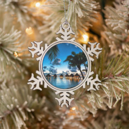 Tropical Bora Bora Schneeflocken Zinn-Ornament