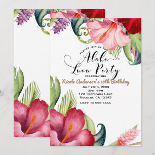 Tropical Botanical Floral Aloha Luau Party Einladung