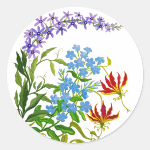 Tropical Botanical Garden Bouquet Runder Aufkleber