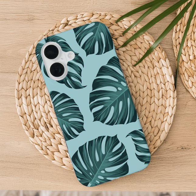 Tropical Botanical Monstera Blätter Sommermuster iPhone 16 Hülle (Von Creator hochgeladen)