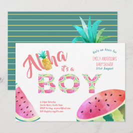 Tropical BOY Baby Shower Invites ALOHA Watermelone Einladung