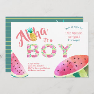 Tropical BOY Baby Shower Invites ALOHA Watermelone Einladung