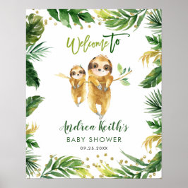 Tropical Boy Sloth Baby Dusche Begrüßungszeichen Poster