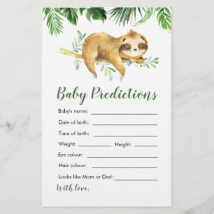 Tropical Boy Sloth Baby Shower Baby Vorhersagen