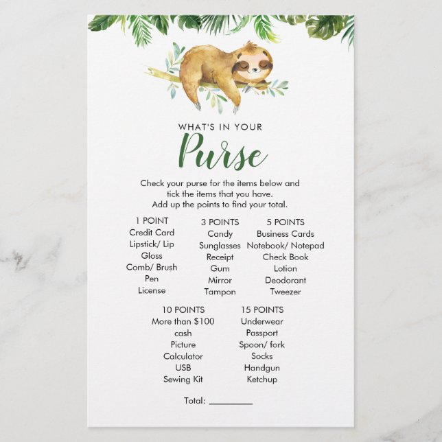 Tropical Boy Sloth Baby Shower Purplay (Vorderseite)