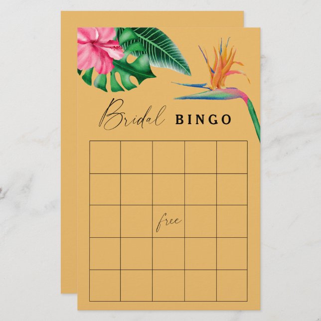 Tropical - Brautparty-Bingo-Spiel (Vorne/Hinten)