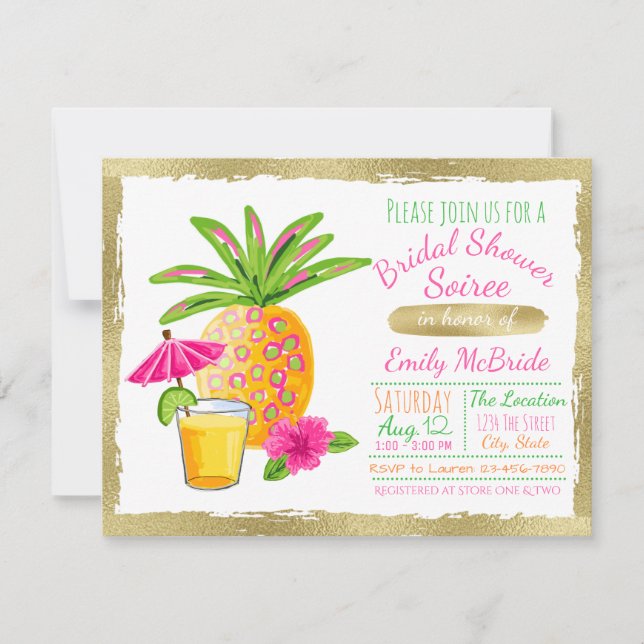 Tropical Brautparty Soiree Einladung (Vorderseite)