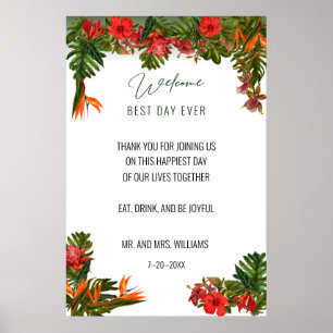 Tropical Breeze Floral Hochzeit Neues Willkommenss Poster