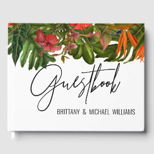 Tropical Breeze Wedding Memory Guestbook Monogram Gästebuch