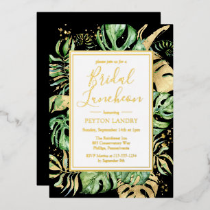 Tropical Bridal Luncheon Dusche Black & Gold Folieneinladung