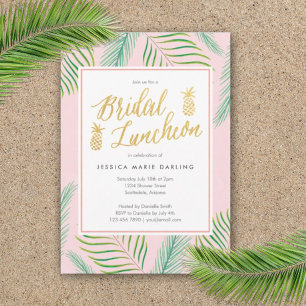 Tropical Bridal Luncheon Einladung in Pink & Gold
