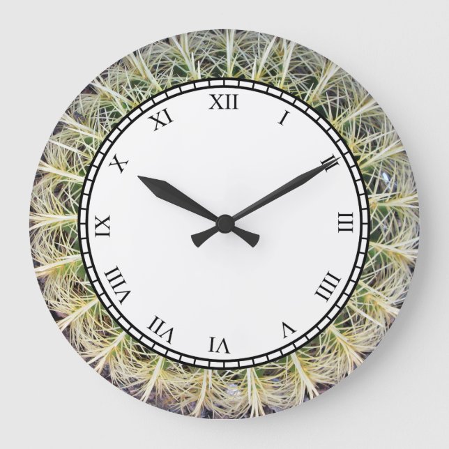 Tropical Cactus Pflanze Roman Digits Große Wanduhr (Vorderseite)