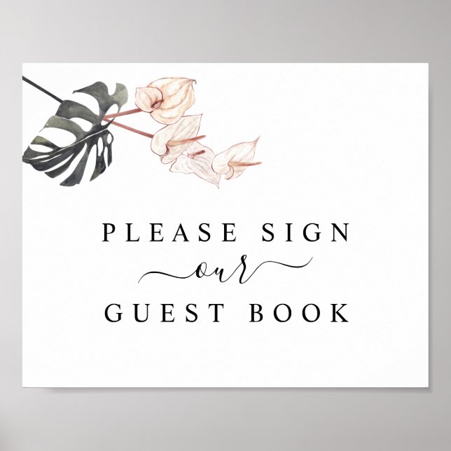 Tropical Calla Lily Wedding Guest Book Sign Poster (Vorne)