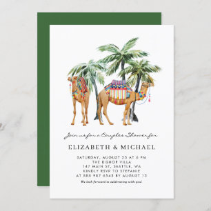 Tropical Camels & Palm Trees Desert Couples Dusche Einladung