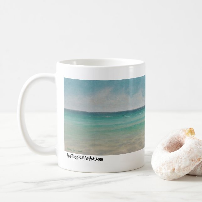 Tropical Caribbean Beach Paradise Kaffee Tasse (Mit Donut)