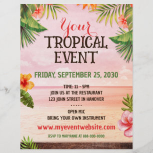 Tropical Caribbean Beach Travel Event Flyer