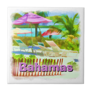 Tropical Caribbean Island Beach Scene - Souvenir Fliese
