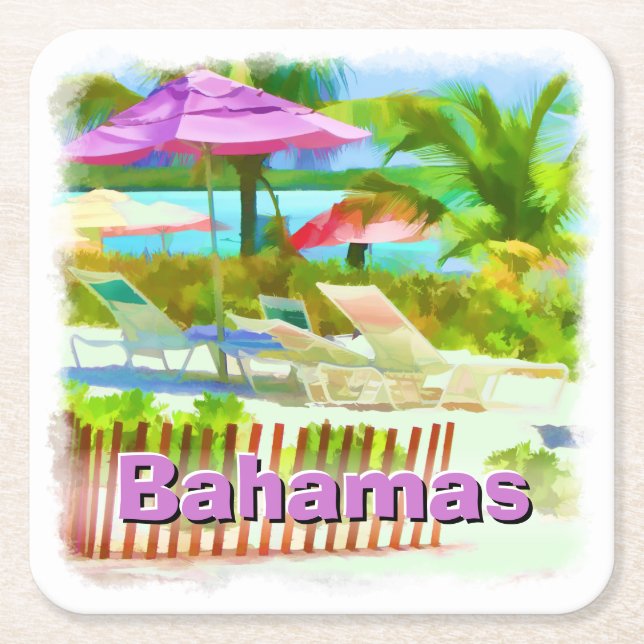 Tropical Caribbean Island Beach Scene - Souvenir Rechteckiger Pappuntersetzer (Vorderseite)