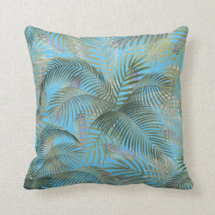 Tropical Caribbean Palm Blätter Wasserfarbe Kissen