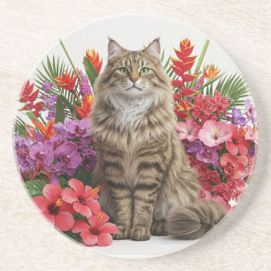 Tropical Cat Sandstone Drink Untersetzer Design.