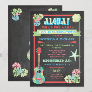 Tropical Chalkboard Luau Baby Shower Einladungen