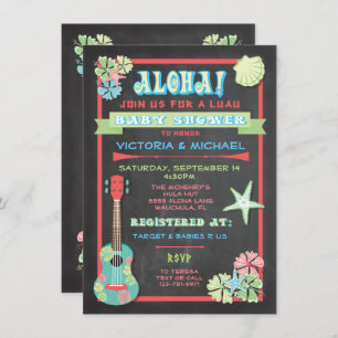 Tropical Chalkboard Luau Baby Shower Einladungen