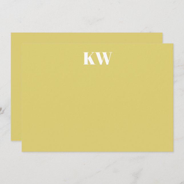 Tropical Chartreuse Monogram Initials Personalized Dankeskarte (Vorne/Hinten)