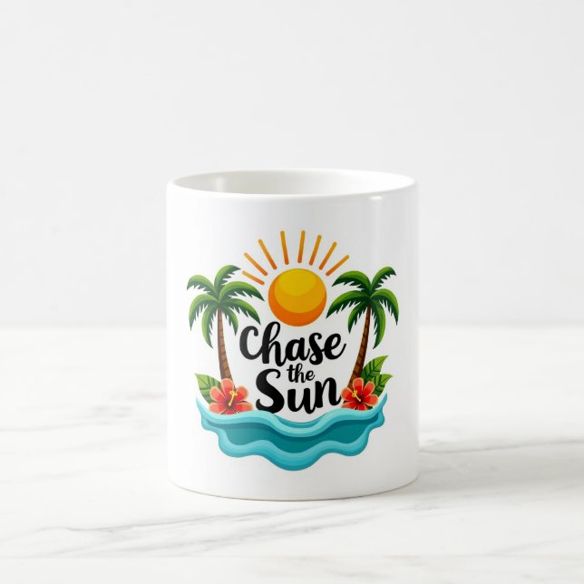 Tropical Chase the Sun Cartoon Summer Mug Kaffeetasse (Mittel)