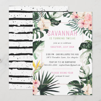 Tropical Chic | Exotic Monstera Geburtstagsparty Einladung