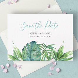Tropical Chic Watercolor Grüne Save the Date