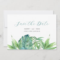 Tropical Chic Watercolor Grüne Save the Date