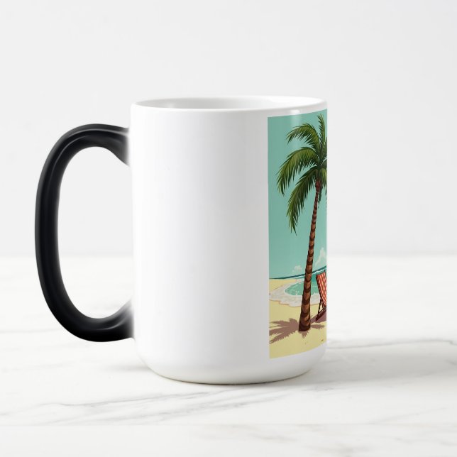 Tropical Chill - Palm Tree & Beach Chair T - Shirt Verwandlungstasse (Links)