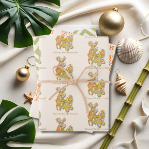 Tropical Chinoiserie Weihnachtswagen Bar Geschenkpapier Set
