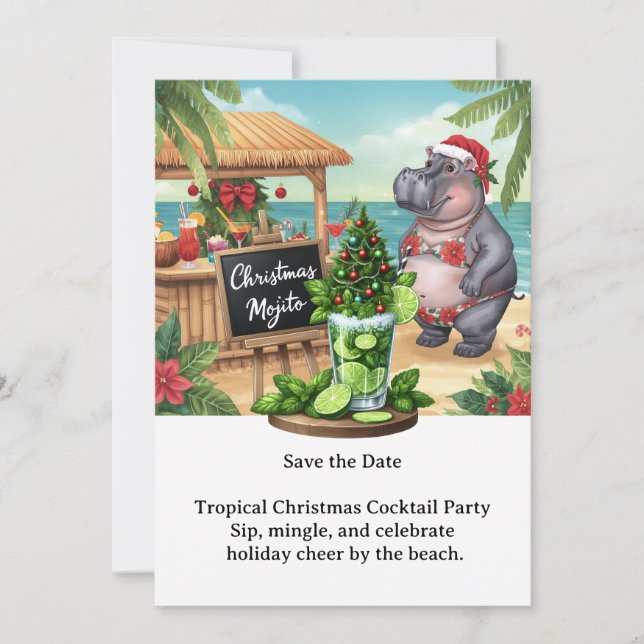 Tropical Christmas Cocktail Party Invitation  Einladung (Vorderseite)