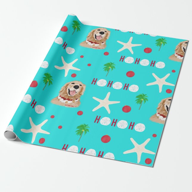 Tropical Christmas Dog Wrapping Paper Roll Geschenkpapier (Ungerollt)