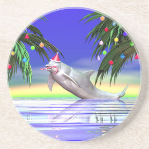 Tropical Christmas Dolphin Getränkeuntersetzer