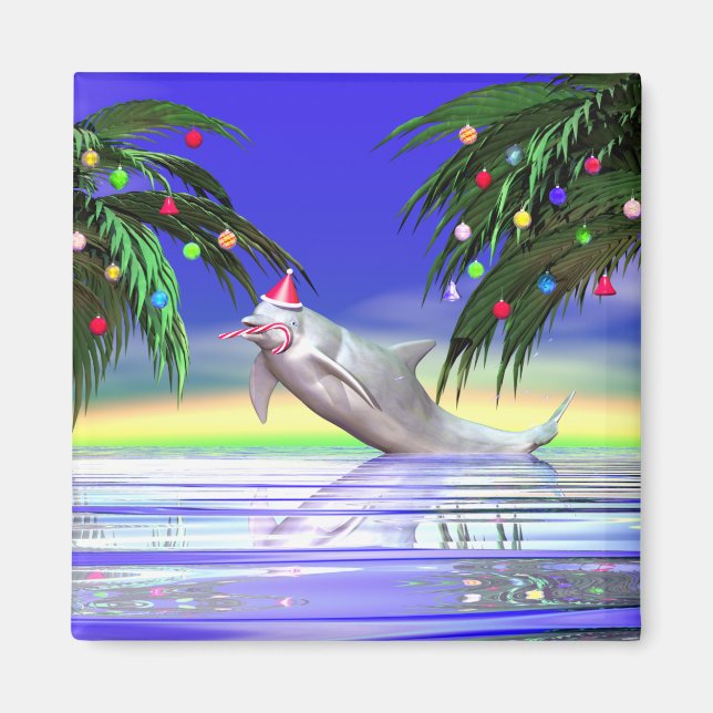 Tropical Christmas Dolphin Magnet (Vorne)