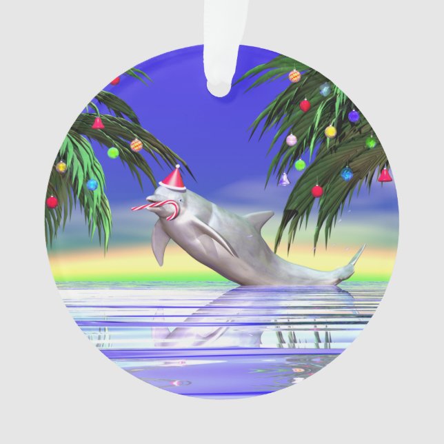 Tropical Christmas Dolphin Ornament (Vorderseite)