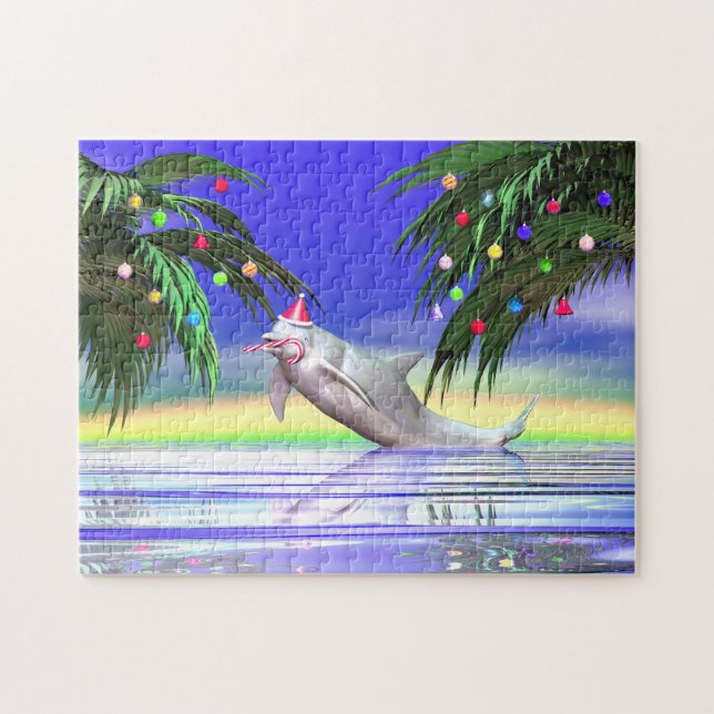 Tropical Christmas Dolphin Puzzle (Horizontal)