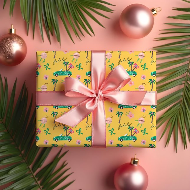 Tropical Christmas Fala Lasse Roll Aquamarin Conve Geschenkpapier (Tropical Christmas Fala Lets Roll Teal Convertible Wrapping Paper)