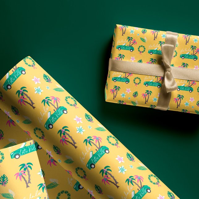 Tropical Christmas Fala Lasse Roll Aquamarin Conve Geschenkpapier (Tropical Christmas Fala Lets Roll Teal Convertible Wrapping Paper)