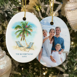 Tropical Christmas Palm Tree Foto Keramik Ornament