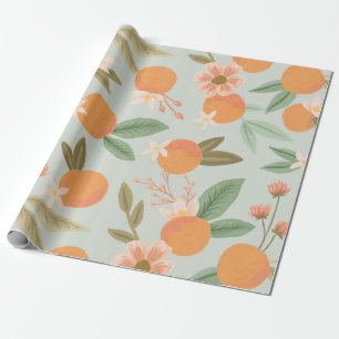Tropical Citrus Floral Minze Green Geschenkpapier