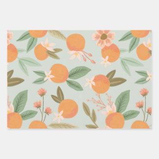 Tropical Citrus Floral Minze Green Geschenkpapier Set