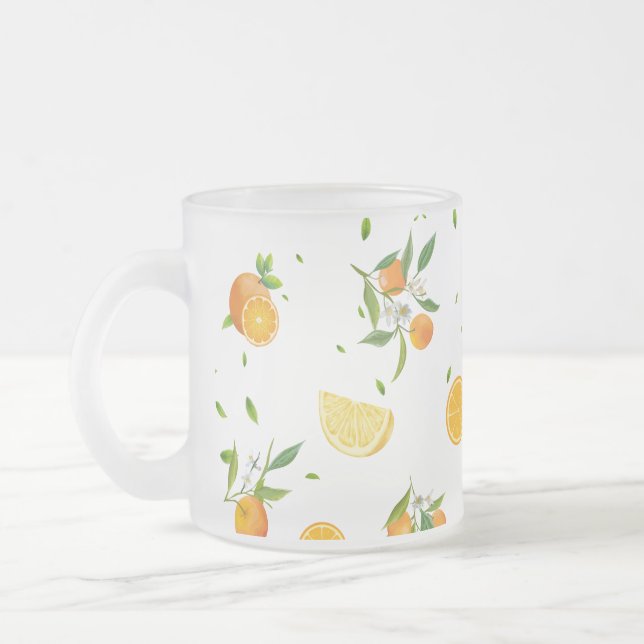 Tropical Citrus SUMMER Orange Lemon Slice Mattglastasse (Links)