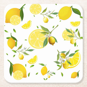 Tropical Citrus SUMMER Orange Lemon Slice Rechteckiger Pappuntersetzer