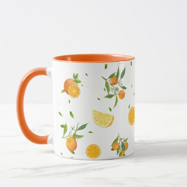 Tropical Citrus SUMMER Orange Lemon Slice Tasse (Links)