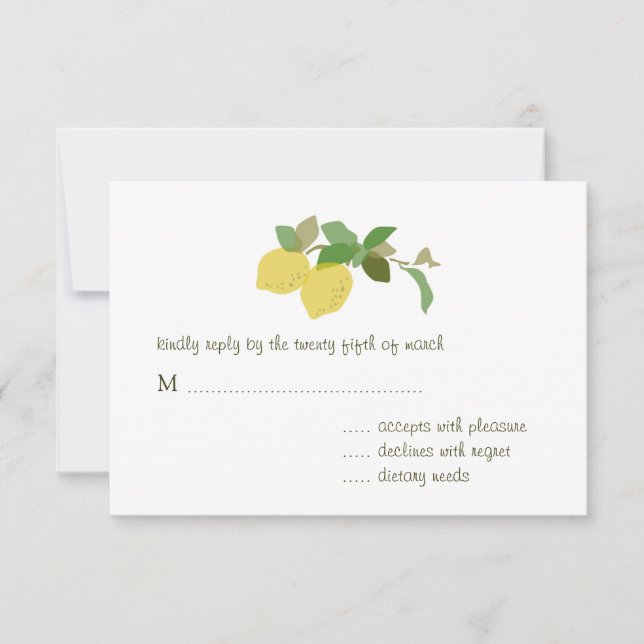 Tropical Citrus Wedding RSVP Card Karte (Vorderseite)